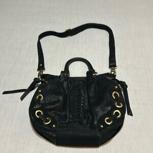 HYPE Vintage Black Leather Satchel Crossbody Top Bag